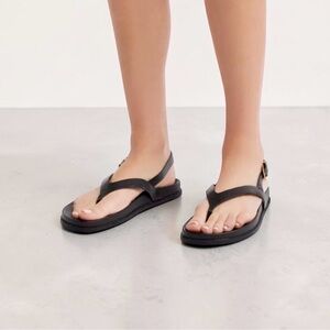 Open Edit Black Women's Slingback Toe-Loop Strap Sandals, Size 7, NWT